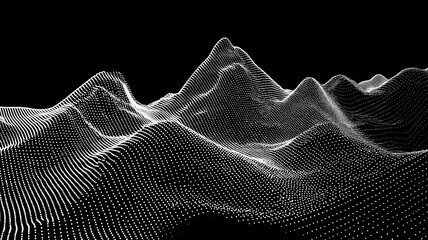 An abstract digital landscape formed by flowing data points representing information networks analysis and technological complexity
