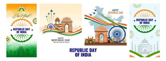 Happy Republic Day Celebration Social Media Header Poster Banner Template - 74th Indian Republic Day Celebration Poster Background Template