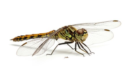 Close-up of a Dragonfly Isolated on White.