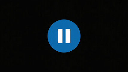 Pause button on blue circle against black background