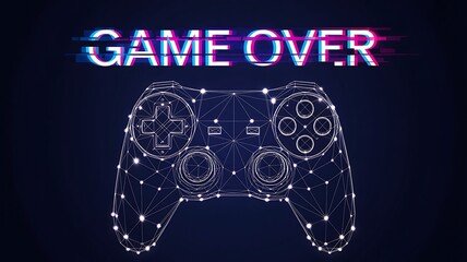 Game over screen with digital gaming controller concept

