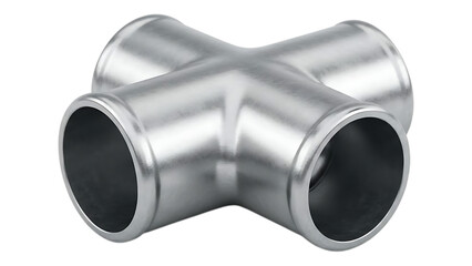 Stainless steel pipe fitting connection elbow tee connector for plumbing and industrial applications on transparent background