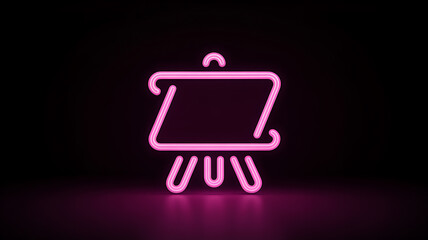 Glowing Pink Neon Presentation Board Easel Icon Isolated On Dark Background For Business Education Marketing Analytics And Training