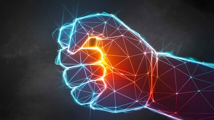 Digital human fist symbolizing strength power and determination
