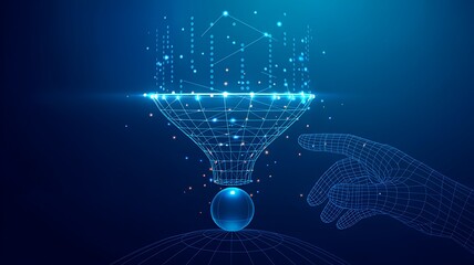 Digital wireframe bicycle design representing modern cycling concept
