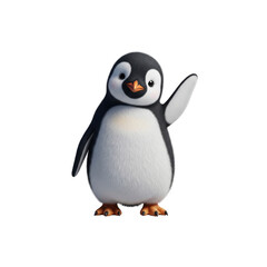 Obraz premium Cute penguin waving hello on Transparent Background