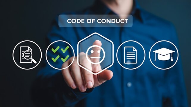 Corporate code of conduct compliance and ethics concept
