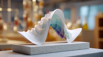 3D Printed Calculus Surface Wave Model Physics Experiment Abstract Concept