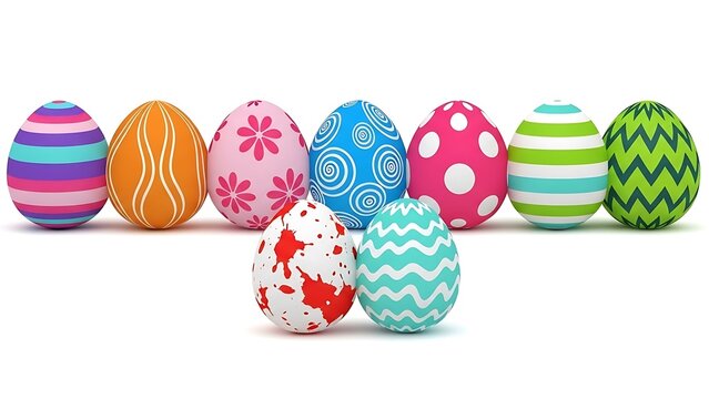 A vibrant collection of decorated easter eggs - Powered by Adobe