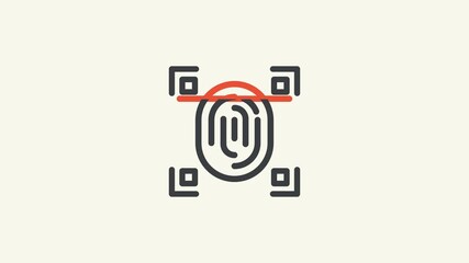 Fingerprint animation with qr code corner markers for security design. Ideal for tech, identity, cybersecurity, biometrics, digital concepts. - Powered by Adobe