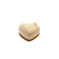 Heart shaped pastry with white cream stripes