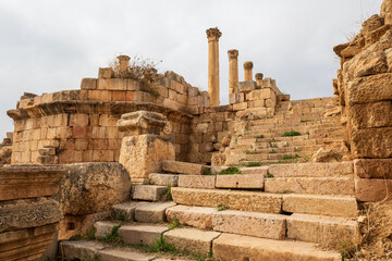 Ruins of ancient Roman city of Gerasa in Jerash, Jordan