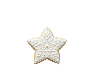 Fototapeta premium Elegant snowflake shaped white ceramic ornament with gold trim