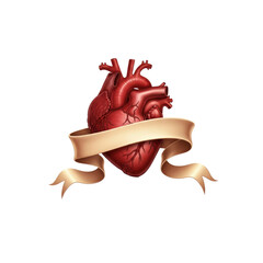 Anatomical Heart with Ribbon
