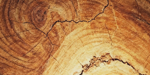 Fototapeta premium A close up view reveals the intricate patterns of a weathered wooden surface showcasing rings and cracks high quality professional detailed