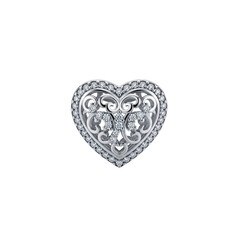 Ornate Silver Diamond Heart Pendant