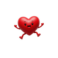 Happy heart cartoon character running