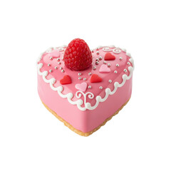 Heart shaped cake with raspberry