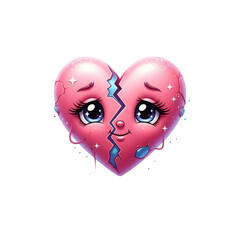 Sad broken heart with cute eyes