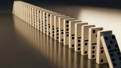 Dominoes falling in a row sequence.