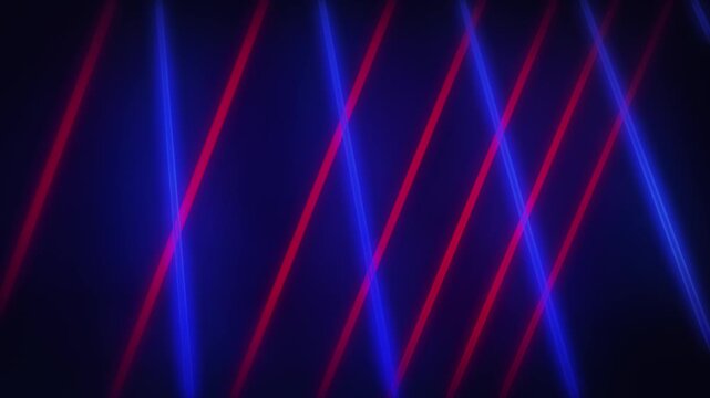 Glowing neon lines forming futuristic digital stage video loop. Abstract blue and red glowing lines intersecting on a dark background creating a technology network concept