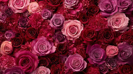 Dark Pink and Red Roses Background Pattern