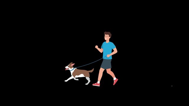Man Running With Dog Illustration