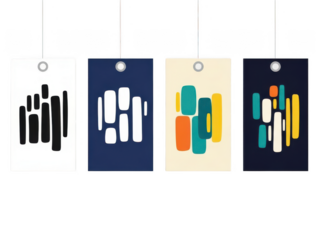 Modern abstract dna strand designs on colorful tags