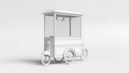 White Ice Cream Cart with Three Scoop Lamps on Wheels three lamps vintage