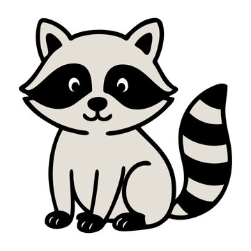 Dibujo sencillo con l&iacute;neas de mapache simp&aacute;tico	