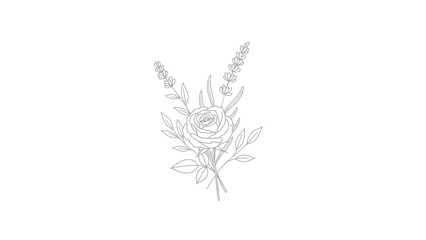 Fototapeta premium Black and white line drawing flowers.