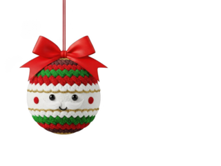 Adorable christmas ornament with santa face and red bow
