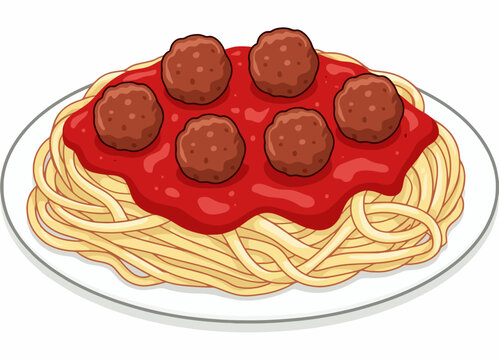 Spaghetti with meatballs and tomato sauce a white plate pasta