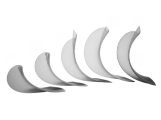 Series of crescent moon phases in 3d rendering