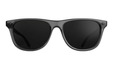 Gray Wayfarer Sunglasses with Dark Lenses Isolated on Black isolated on a transparent background