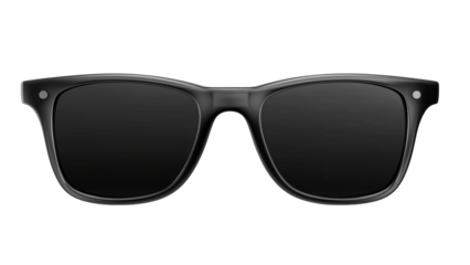 Black Wayfarer Sunglasses with Dark Lenses Isolated on Black isolated on a transparent background