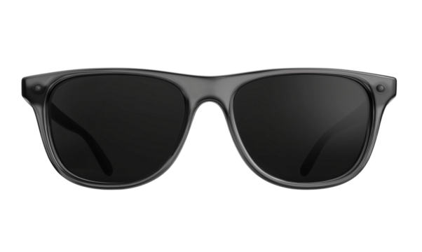Gray Wayfarer Sunglasses with Dark Lenses Isolated on Black isolated on a transparent background - Powered by Adobe