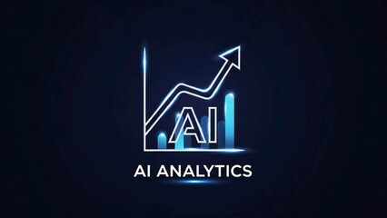 3D AI Analytics Icon with Glowing Graphs and Human Finger Activation Modern Tech Look