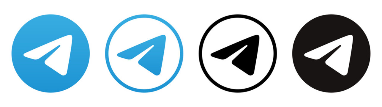 Set of round Telegram mobile app icons, isolated on transparent background, high resolution. Telegram, is a cloud-based, cross-platform, encrypted instant messaging service