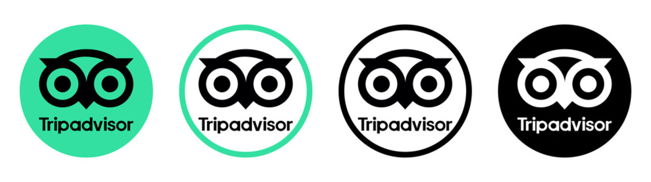 Set of round TripAdvisor app icons, isolated on transparent background, high resolution.  Tripadvisor is company that operates online travel agencies, comparison shopping websites