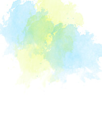 Obraz premium Soft blue and yellow watercolor paint splash texture isolated on transparent background