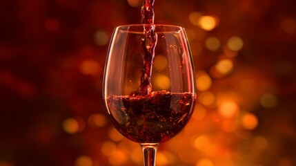 fermentation. Red wine being poured into a glass in a sophisticated dining setting. bar promotions, beverage menus, designed for food & beverage menus and cafe branding, enhances appetite appeal.
