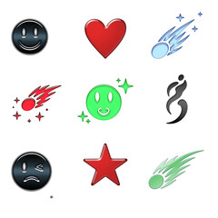 emoji heart comet star smiley icon grid  pack © Toufiqur