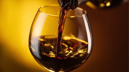 fermentation. Red wine being poured into a glass in a sophisticated dining setting. bar promotions, beverage menus, designed for food & beverage menus and cafe branding, enhances appetite appeal.
