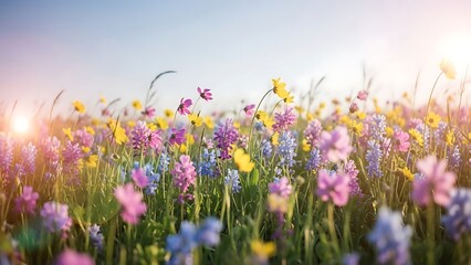 Obraz premium Wildflower Meadow Under a Sunny Sky wildflowers field