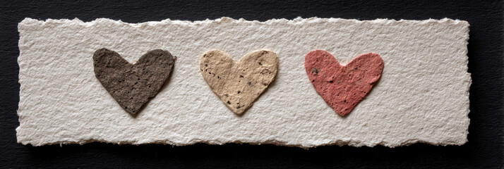 Handmade paper recycled paper plantable card heart shape watercolor style neutral color eco friendly rustic texture torn edge seed paper greeting