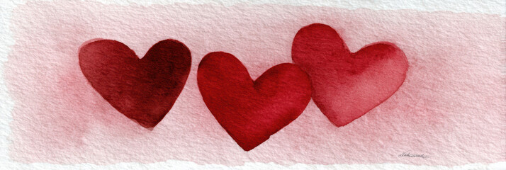 Watercolor hearts red heart romantic card love art valentine design handmade paper soft texture minimal style watercolor painting tender mood. Romantic watercolor hearts handmade paper