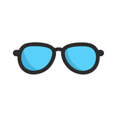 Stylish blue lens sunglasses with black frame for summer fashion and eye protection Vector