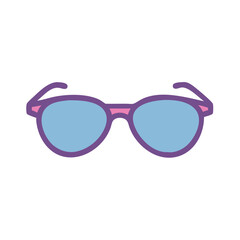 Stylish purple sunglasses with light blue lenses in a modern flat design icon Vector