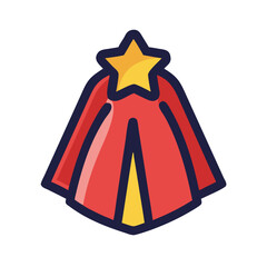 A vibrant red superhero cape with a shining yellow star, symbolizing power and heroism Vector